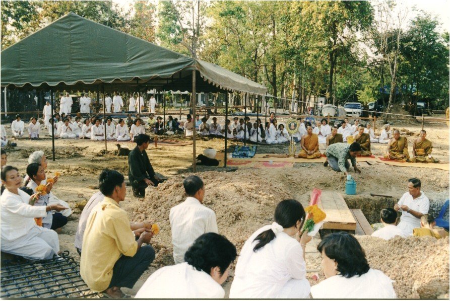 Villagers and monks joined the groundbreaking ceremony